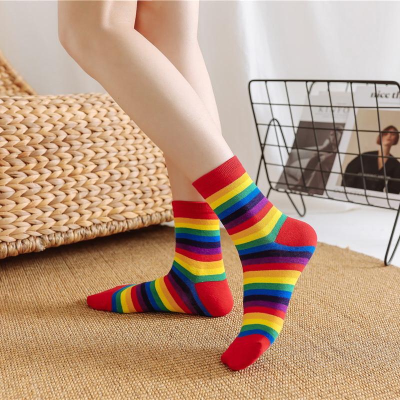 Striped Cotton Womens Custom Logo Crew Sock Christmas Socks Fashion Designer Sparkle Sox