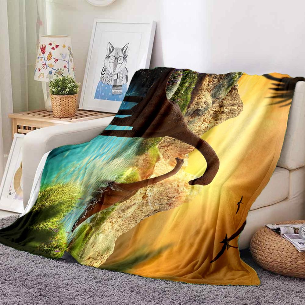 1Pc Dinosaur Paradise Blanket Soft And Comfortable Casual Warm Camping Travel Christmas Halloween Xmas Gift M928519