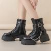 2025 Тренд Женские Ботильоны на Платформе Плоские Ботинки Для Зимы Повседневная Кожаная Обувь Новые Кроссовки Роскошные Ботинки-Гладиаторы Мотоциклетные Ботинки Женские
