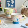 Милая керамическая кружка с тиснением в виде кролика, подглазурная цветная чаша, офисная чашка для молока и завтрака, подарок на день рождения для женщин