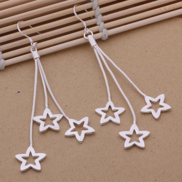 Посеребренный комплект ожерелья S925 серебряные серьги браслет комплект очаровательная кисточка модные украшения с покрытием S925 серебряный браслет с звездами неба комплект ожерелья серьги