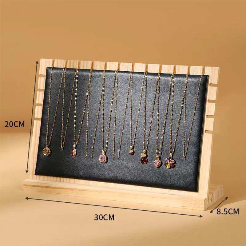 Fashion Wood Necklace Display Stand Large Capacity Pendant Bracelet Anklet Long Chain Jewelry Storage Rack Counter Showcase Prop