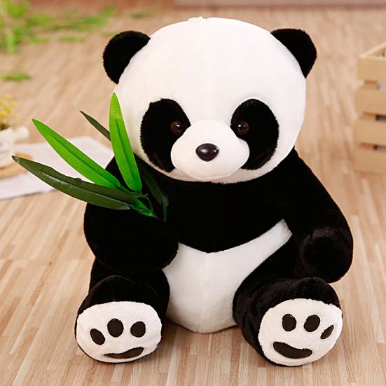 Panda Plush Doll Contrast Color Realistic Fully Filled Bamboo Leaf Soft Touch Home Decoration Exquisite Chubby Sofa Panda Pillow Toy Kids Toy