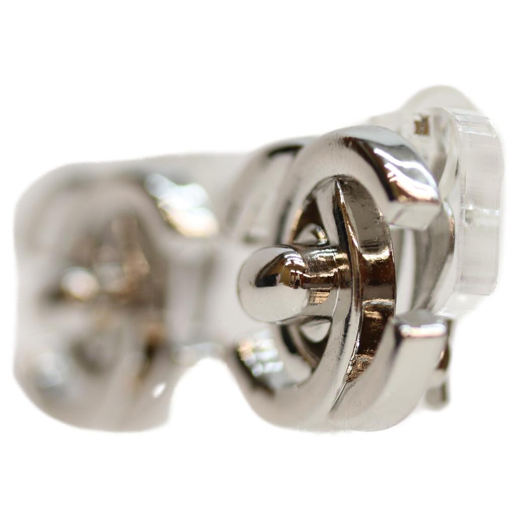 CHANEL 96P Silver Turn Lock CC Logos Earrings Earring SilverUsed