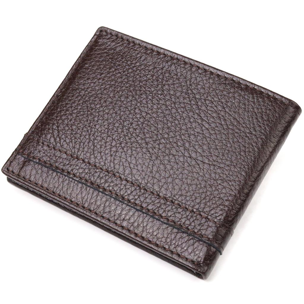 Надежный мужской зажим из натуральной зернистой кожи CANPELLINI Money Clip 21517 Коричневый