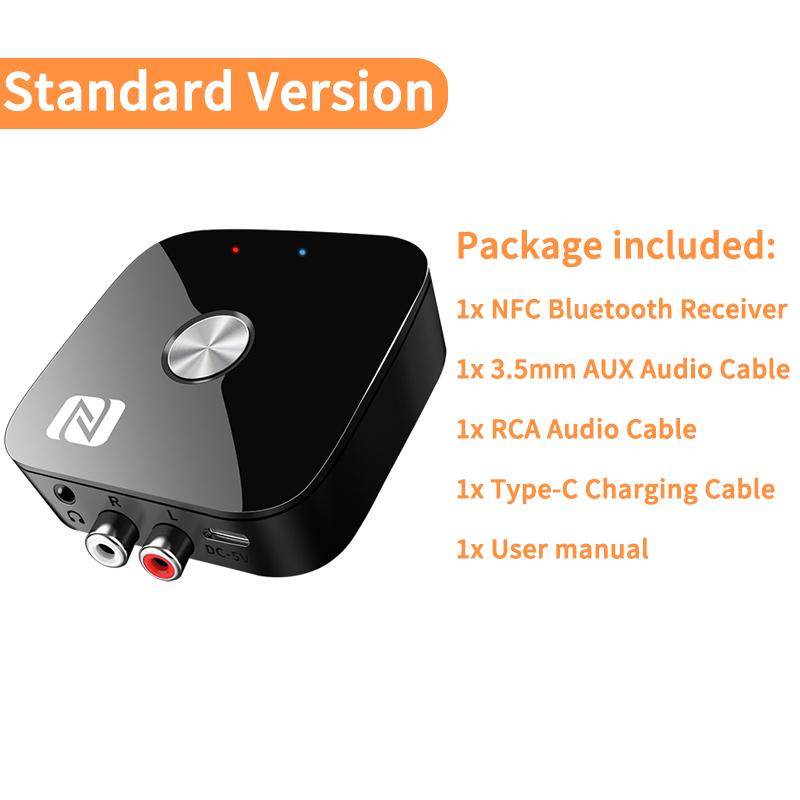 NFC Bluetooth 5.3 Audio Receiver 3.5mm AUX R/L RCA Stereo HIFI Music Wireless Adapter With Mic USB U-Disk Play Remote Control