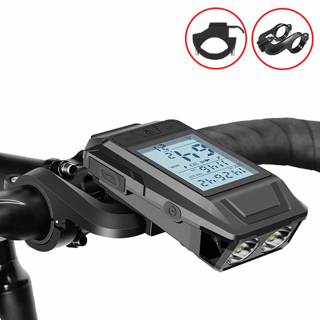 GPS Велокомпьютер и Велосипедный Фонарь, Фара высокой интенсивности с Беспроводным Звуковым Сигналом, Снаряжение для Ночной Езды для Горных Велосипедов