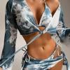 Women's Split Tie-dyed Swimsuit Sexy Four-piece Bikini Swimsuit