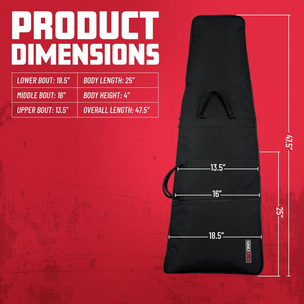 Gator Cases Серия GBE Нейлоновый чехол для гига для Modified Совместимый со стилями Flying V и Explorer Ремень GBE-EXTREME-1 Гитары, [Плечевой в комплекте]