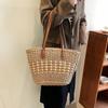 Женская летняя соломенная тканая сумка через плечо с ручкой сверху, модная пляжная большая вместительная вязаная сумка-тоут для покупок