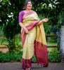 Beautiful Golden Jari with New Design Soft Lichi Silk Saree