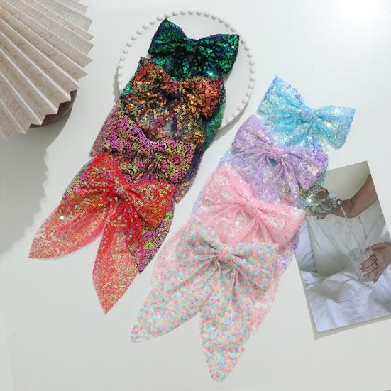 Girls Hair Pin Shiny Sequins Lightweight Breathable Fabric Hair Clip Bow Hair Accessories Party Photo Prop