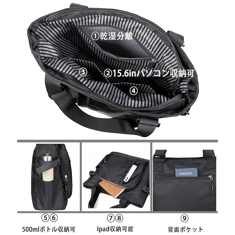 Сумка-тоут CC-MAX из нейлона, большая вместимость, застежка-молния, мужская, женская, двойного назначения, много карманов CC2434 (розовый)