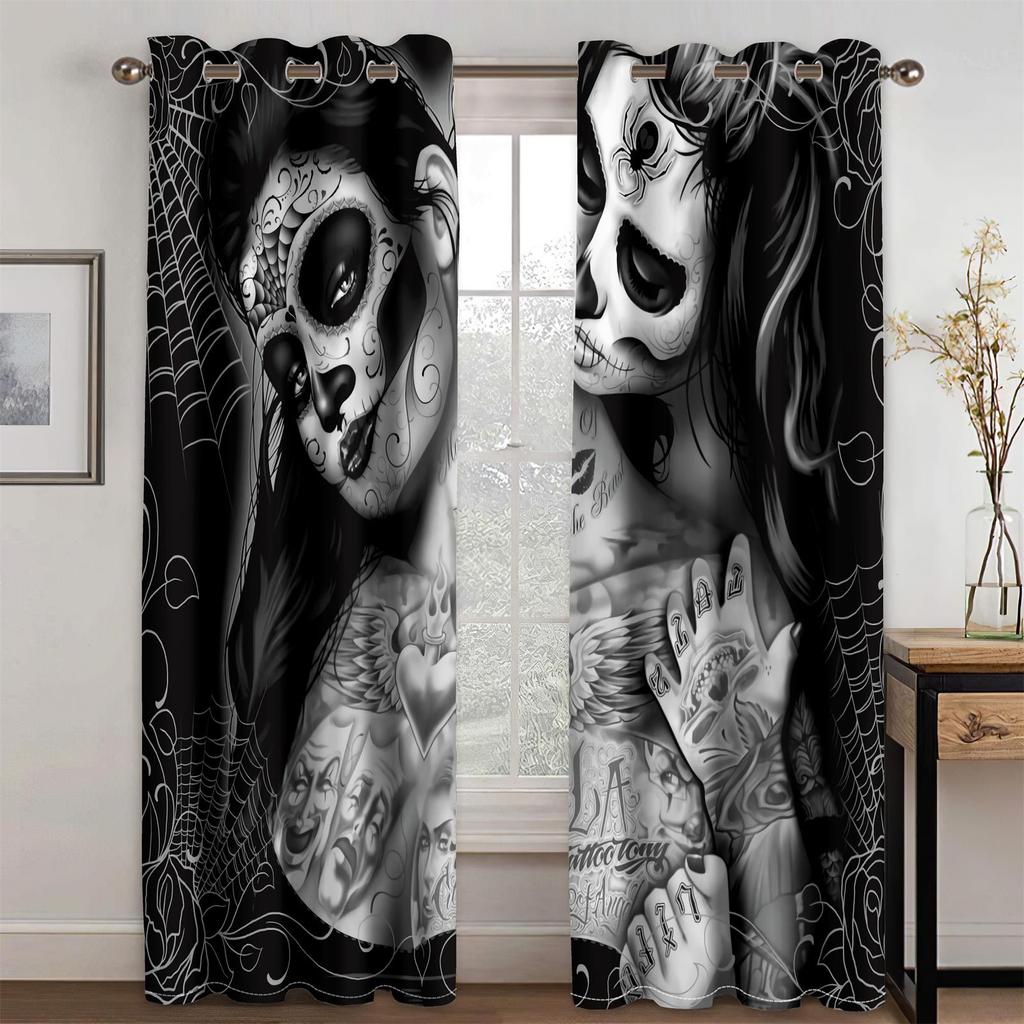 Роскошные современные сексуальные скелетные красивые панк-черные шторы для спальни, кухни, окна, комплект из 2 предметов для гостиной, бесплатная доставка
