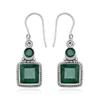 Серьги падения стерлингового серебра 925 драгоценных камней квадратной формы 8 мм естественные изумрудные для женщин