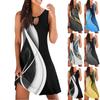 Women Casual Summer Printed Tank Sleeveless Dress Hollow Out Loose Beach Dress