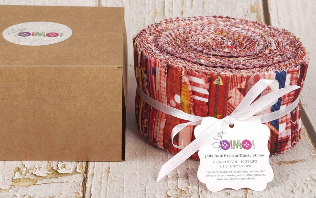 Soimoi 40Pcs Geometric & Texture Print Cotton Precut Fabrics For Quilting Craft Strips 2.5x42inches Jelly Roll -