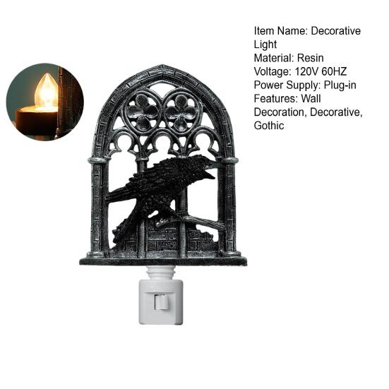 Gothic Crow Wall Sconce Lighted Wall Decoration Church Arch Sconce