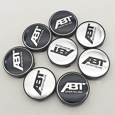 4 шт./комплект 60 мм Логотип ABT SPORTSLINE Значок автомобиля Заглушки центральных колпаков колес Чехлы с черной основой Для автомобиля Универсальные аксессуары