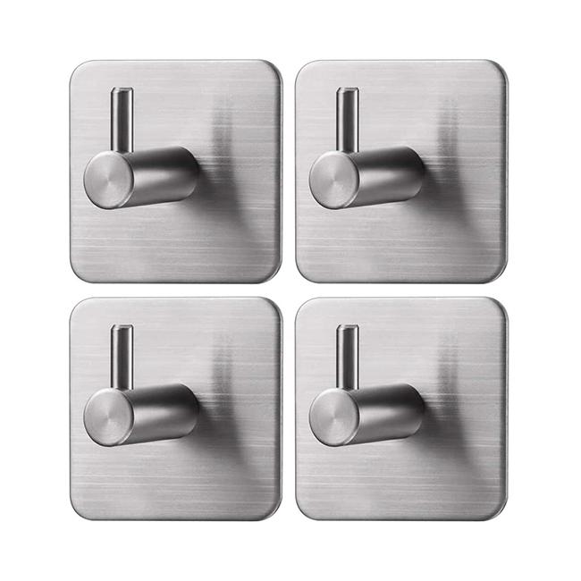 Custom Printed Self-Adhesive Towel Hooks Self Adhesive Holder Matte Black Kitchen Stainless Steel Home Square Hook