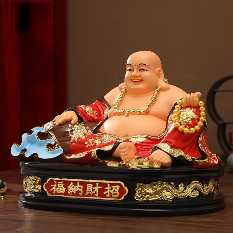 Home Decoration Accessories Wealth Recruiting Maitreya Buddha Ornament Offering Buddha Statues At Home Resin Handicrafts 1pcs