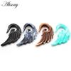 Alisouy 2pcs Unique Spiral Acrylic Heart Wing Feathers Women Ear Plugs Tunnels Taper Stretcher Expander Piercing Body Jewelry