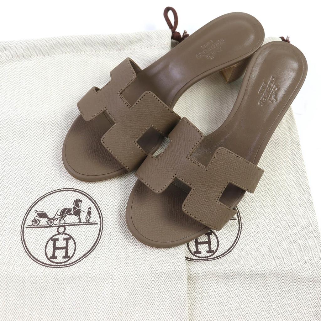 Great HERMES Mule Oazis sandals H logo leather leather Women 35 151215Z Used