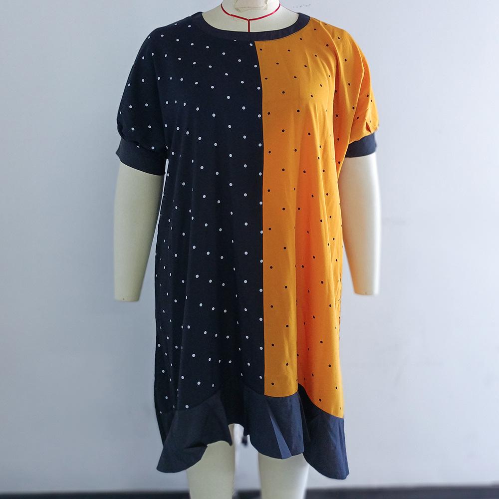 Весеннее и летнее женское платье, свободное модное цветное контрастное платье в горошек, облегающее живот, большого размера