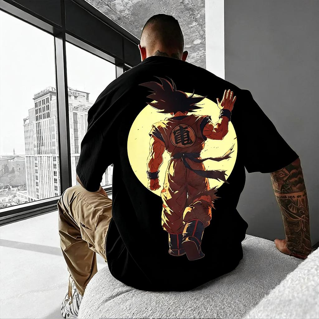 Новая аниме-футболка Dragon Ball с изображением Гоку, с круглым вырезом, с короткими рукавами, 2026, Bandai, летняя, мужская, спортивная, свободная и дышащая, хлопковая