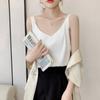 Весенне-летний шелковый жилет-бретелька для женщин, тонкие короткие топы с v-образным вырезом и внутренней отделкой