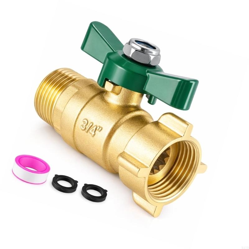 Heavy Duty Brass Garden Hose Shut Off Valves Full Flows Water Hose Connector with 360 Degree Joint M4YD