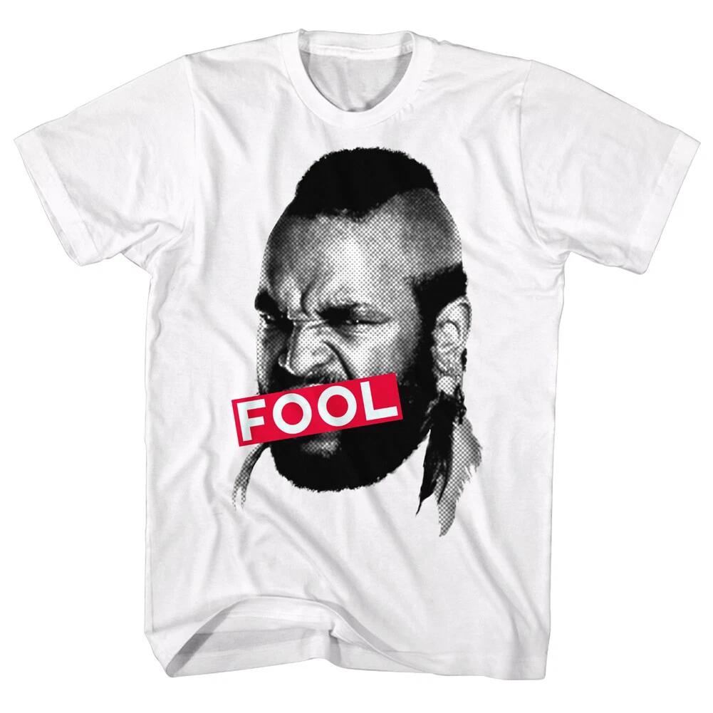 Mr T Full Face FOOL Men's T Shirt The A Team B.A. Baracus Feathered Earings