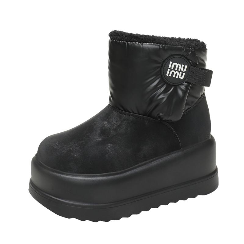 Мода 2024 Мода Зима Женские Снежные Ботинки 8СМ Кроссовки Водонепроницаемые Теплые Плюшевые Ботинки До Середины Икры Уличные Противоскользящие Мех Внутри Обувь