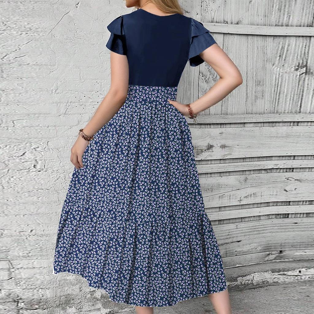 Женское платье с цветочным принтом и высокой талией, модное и элегантное