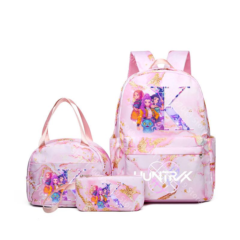 3pcs/set KPop Demon Hunters Girls Schoolbag Lunch Bag PencilCase Student Cartoon Backpack Bento Pouch Pen Bags School Supplies Gift