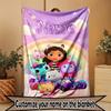 Custom Name Personalized Gabby's Dollhouse Print Blanket, Home Decor, Bedroom, Sofa, Camping, Couch, Gifts for Birthday Christmas