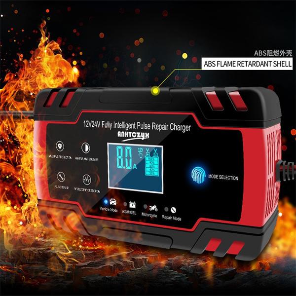 Модернизированное импульсное зарядное устройство 12V8A/24V4A с ЖК-дисплеем. Зарядное устройство для мотоциклетного и автомобильного аккумулятора. AGM GEL WET. Зарядное устройство для свинцово-кислотных аккумуляторов 100–240 В.
