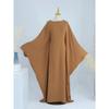 Ramadan Eid Soft Crepe Khimar Batwing Abaya Dubai Islam Muslim Modest African Dresses for Women Kaftan Kebaya Robe Femme Musulma