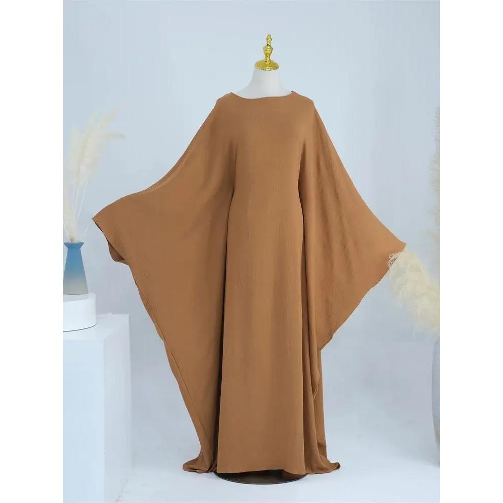Ramadan Eid Soft Crepe Khimar Batwing Abaya Dubai Islam Muslim Modest African Dresses for Women Kaftan Kebaya Robe Femme Musulma