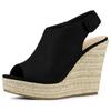 Allegra K Women's Wedge Sandals with Backstrap Platform Espadrilles, Black, Size 27.0cm