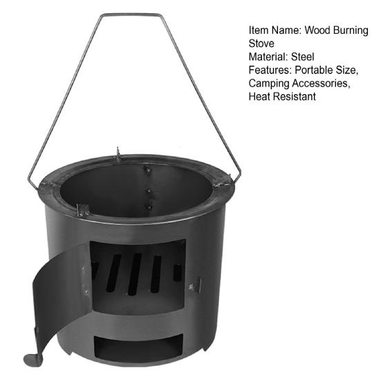Дровяная печь для улицы, кемпинга, пеших прогулок, пикника, барбекю, кулинарная печь с ручкой, портативная, из нержавеющей стали