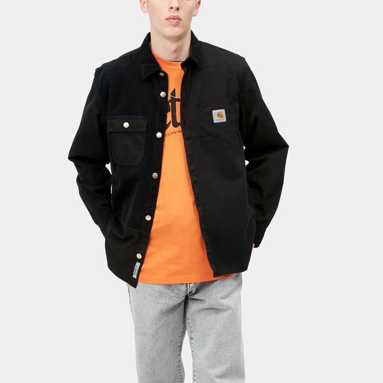 Carhartt WIP SS22 Однотонная однобортная рубашка с длинным рукавом Мужские рубашки Черный I030457-89-GD