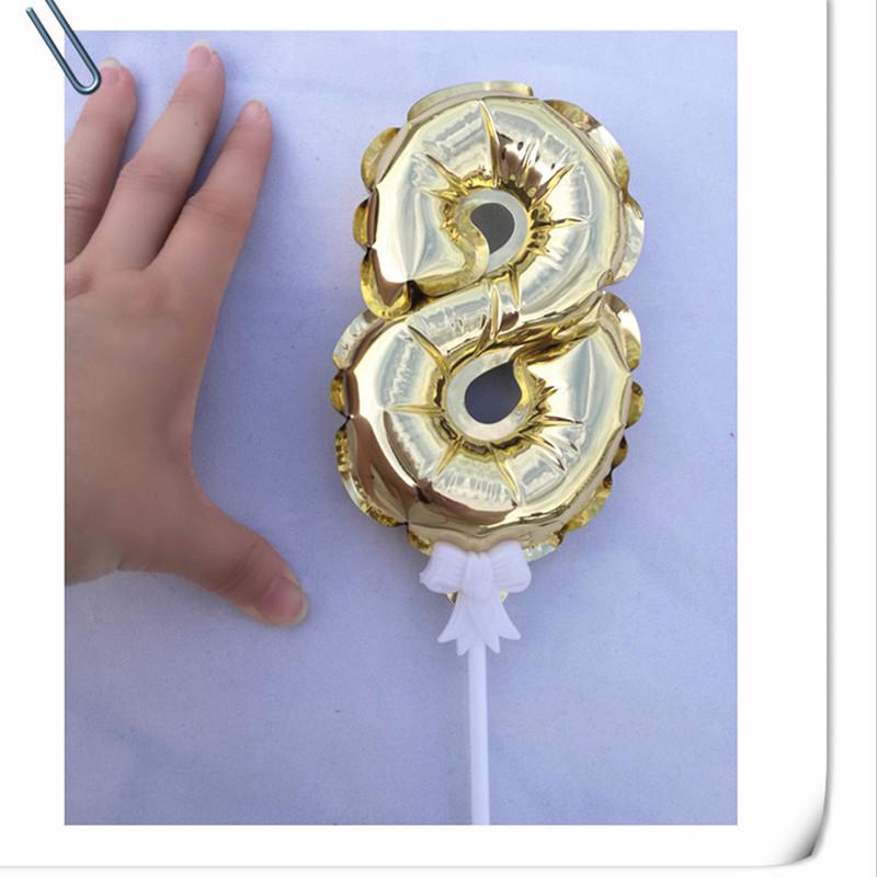 14 см Самонадувающийся алюминиевый шар с цифрой, Украшение для торта, Вставка 0-9 для вечеринки по случаю дня рождения.