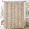 Natural Linen Shower Curtain With Rustic Woven Design Soft Waterproof Fabric For Bathroom Decor