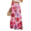 Women's Loose Casual Floral Print Wide Leg Pants With Elastic Waist Drawstring And Pocket Pants