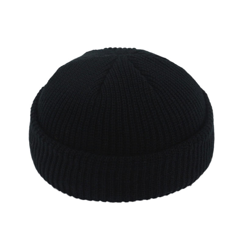 Knitted Beanie Hat Unisex Cap Fashion Hip-hop Cuffed Short Cap Bonnet Warm Ribbed Fisherman Hat