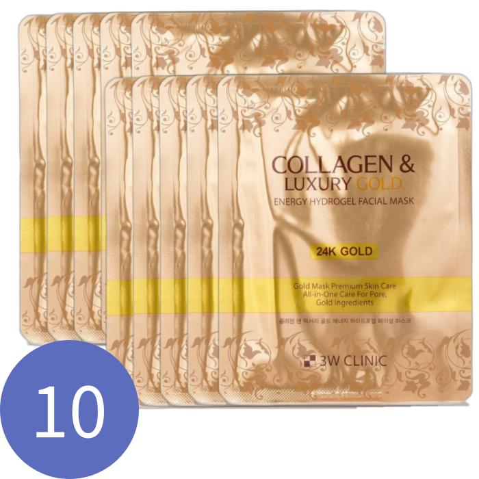 [3W CLINIC] ГИДРОГЕЛЕВАЯ МАСКА ДЛЯ ЛИЦА С КОЛЛАГЕНОМ И ЭНЕРГИЕМ РОСКОШНОГО ЗОЛОТОГО ТИПА