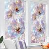 Flowers Window Privacy Film Stained Glass Tulip Butterfly Window Cling Static Glass Sticker for Home Kitchen Office