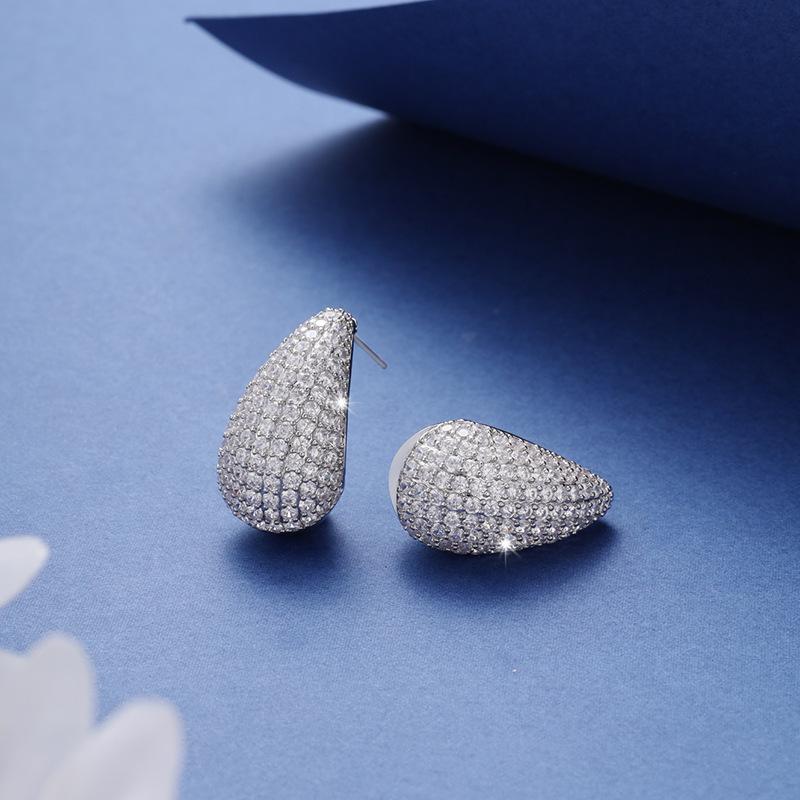 CMM European and American CZ Zirconia Drop Earrings Ear Stud Temperament Fashion Full Turquoise Color for Women