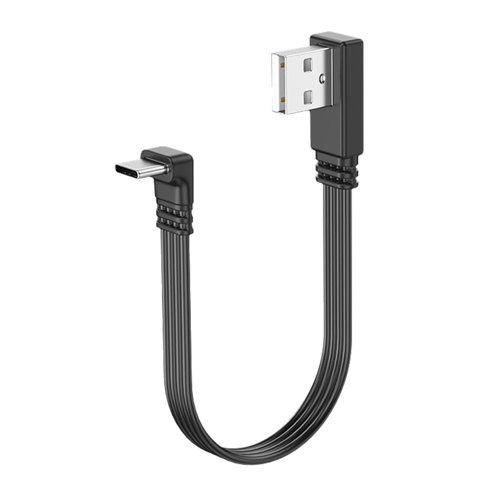 Кабель передачи данных USB 2.0 - Type C, 2 А, быстрая зарядка, скорость передачи данных 480 Мбит/с, плоский провод, колено 90 градусов для планшетов и телефонов